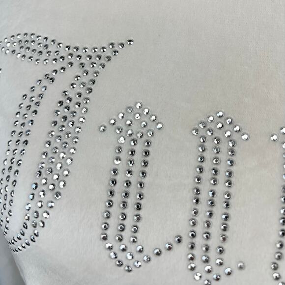 Juicy couture ivory cropped hoodie Y2K lightweight Athliesure velour size large - Picture 7 of 8